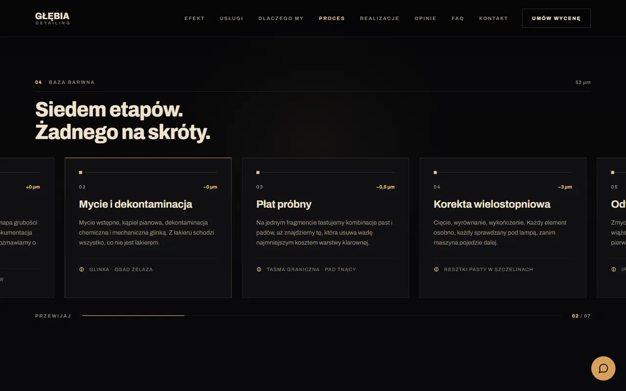 Głębia Detailing: proces korekty lakieru w siedmiu etapach, „Siedem etapów. Żadnego na skróty.”