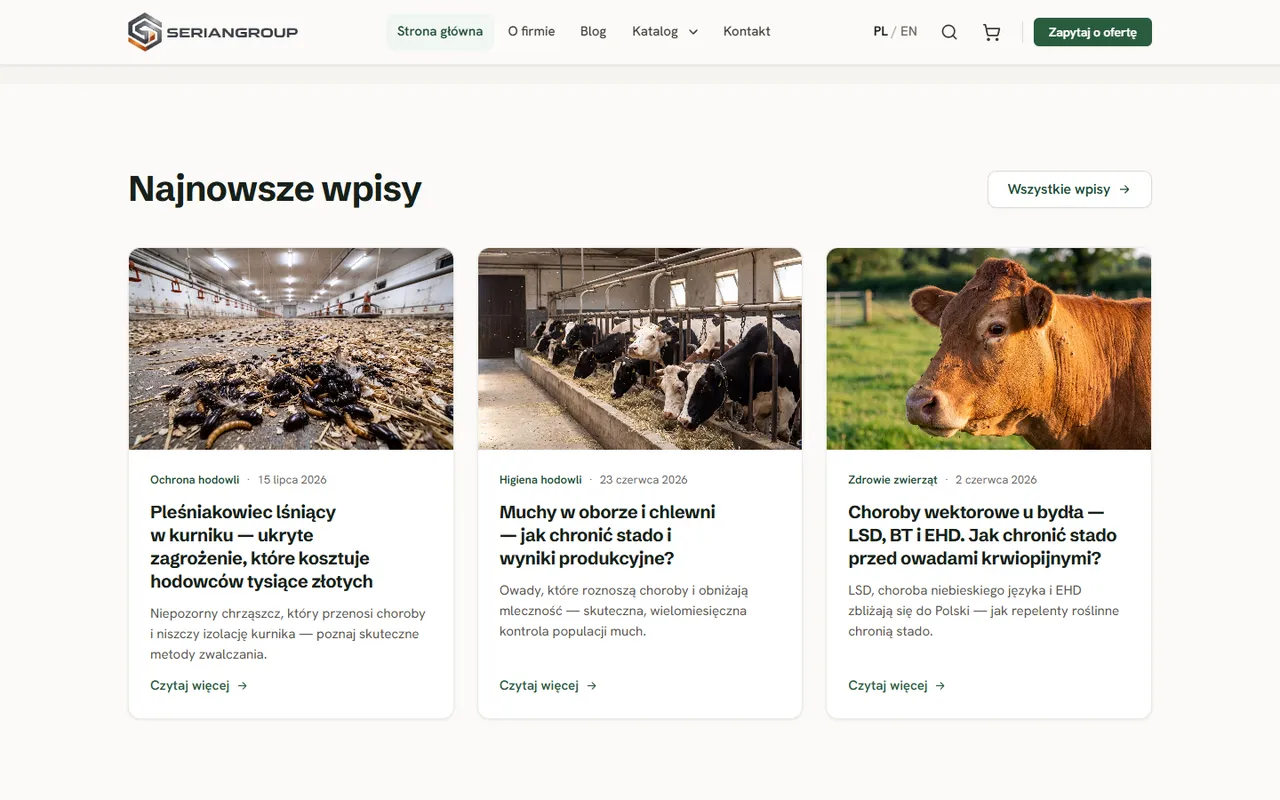 SerianGroup: najnowsze wpisy na blogu o higienie hodowli