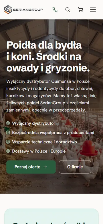 SerianGroup na telefonie: pierwszy ekran strony seriangroup.com